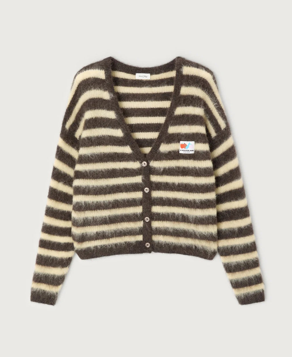 Nen Striped V-Neck Cardigan