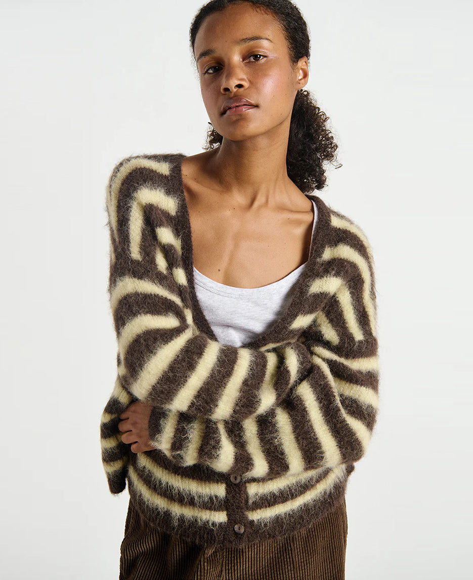 Nen Striped V-Neck Cardigan