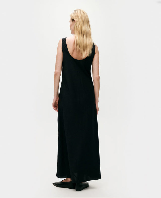 Habotai Scoop Back Black Dress