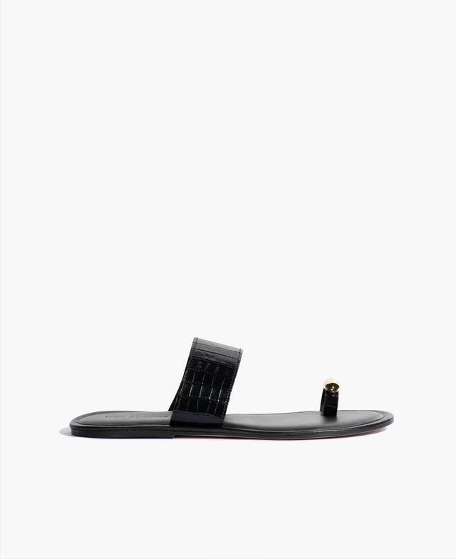 Monica Black Vitello Leather Sandal