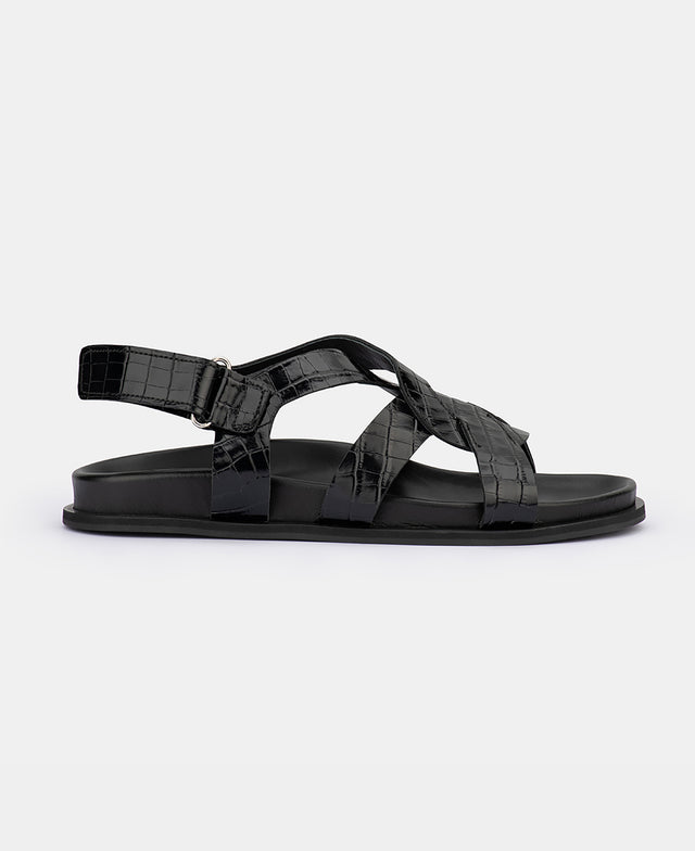 Marina Black Croc Sandal