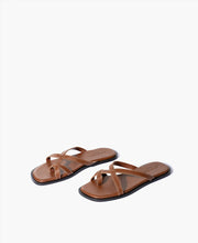 Selena Chestnut Vitello Leather Sandal