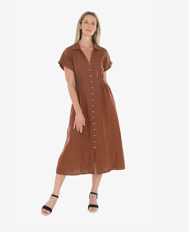 Elastic Waist Shirt Dress