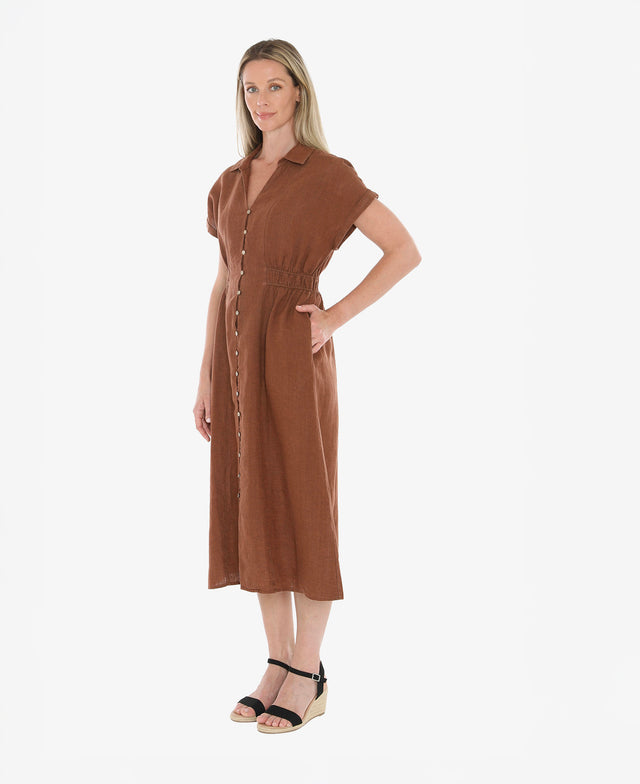Elastic Waist Shirt Dress
