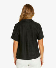 Open Collar Linen Top