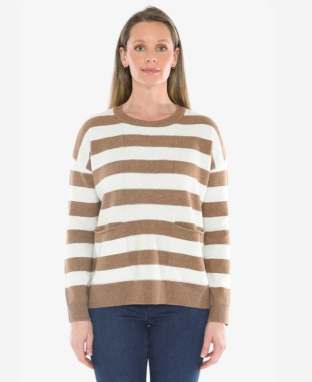 Panel Stripe Pullover Crew