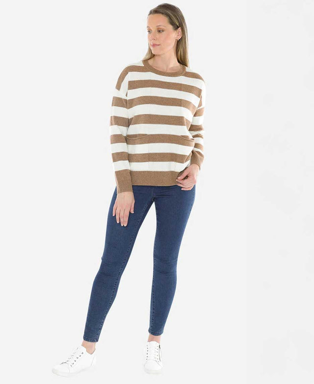 Panel Stripe Pullover Crew