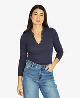 V-Neck Henley Tee