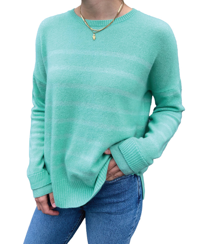 Metallic Stripe Green Sweater