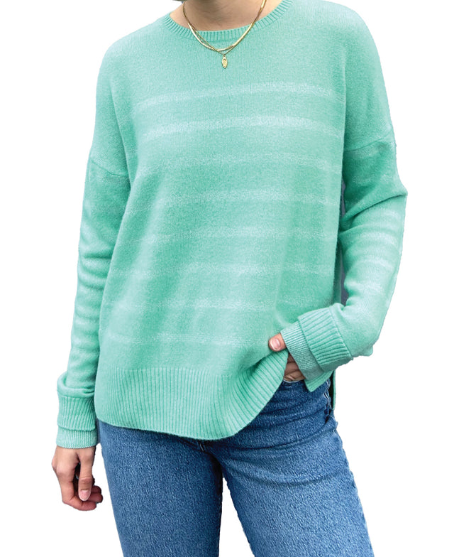 Metallic Stripe Green Sweater