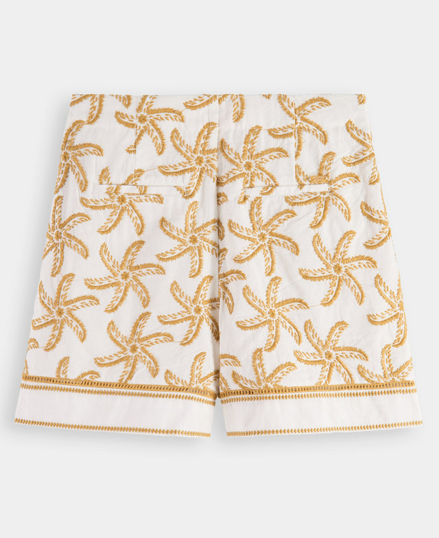 Starfish Embroidered Linen Shorts