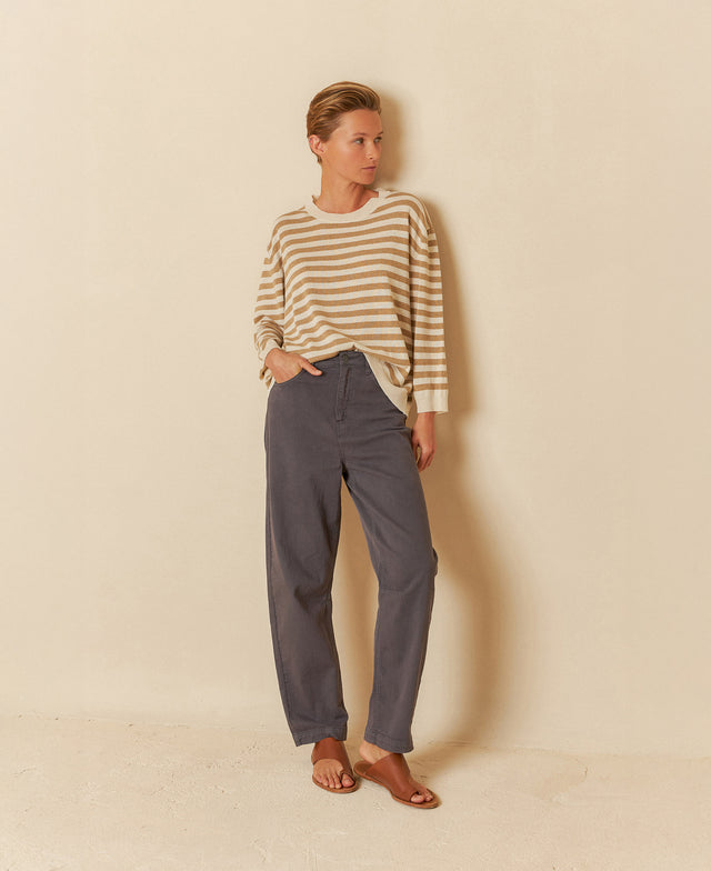 Box Cut Two Tone Stripes Knit