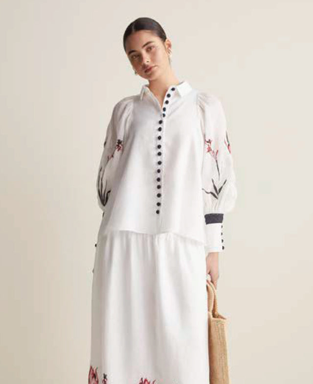 Charlotte Linen Ramie Embroidery Shirt