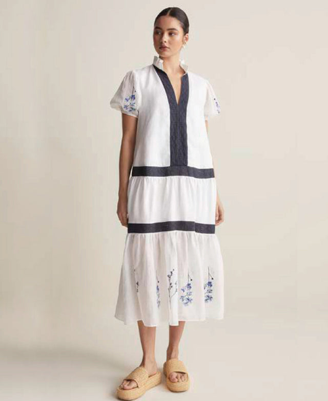 Soleil Linen Ramie Midi Smock Dress