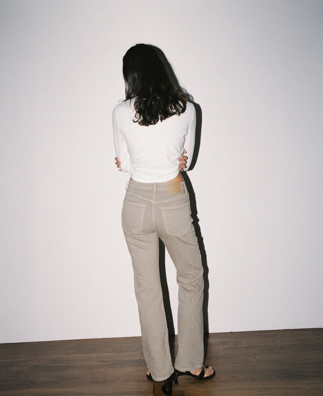 Effie Mid Rise Flare Mushroom Jean