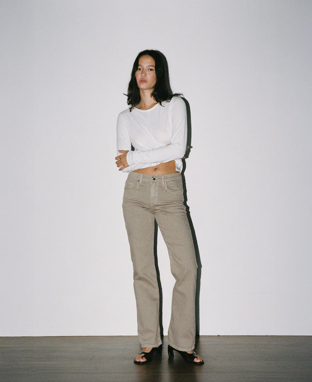 Effie Mid Rise Flare Mushroom Jean