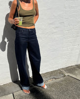 Mia Mid Rise Wide Leg Cuffed Rinse Jean