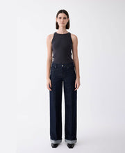 Mia Mid Rise Wide Leg Cuffed Rinse Jean