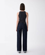 Mia Mid Rise Wide Leg Cuffed Rinse Jean