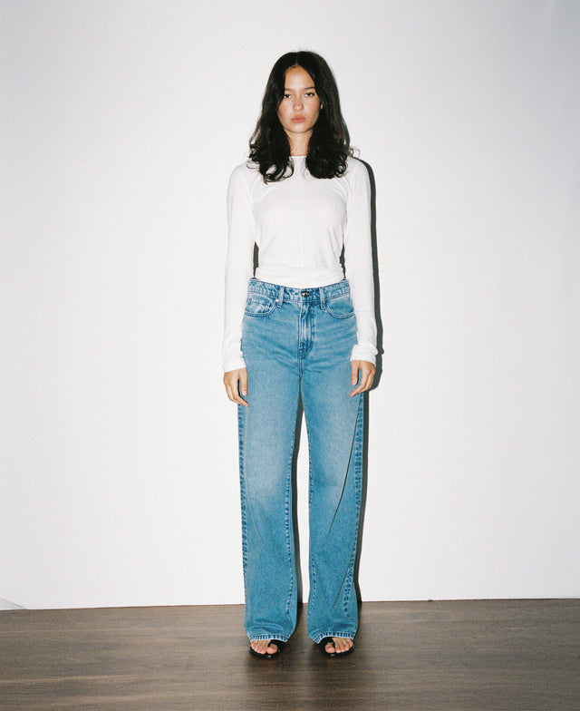 Olive Mid Rise Slouchy Marina Mid Blue Jean