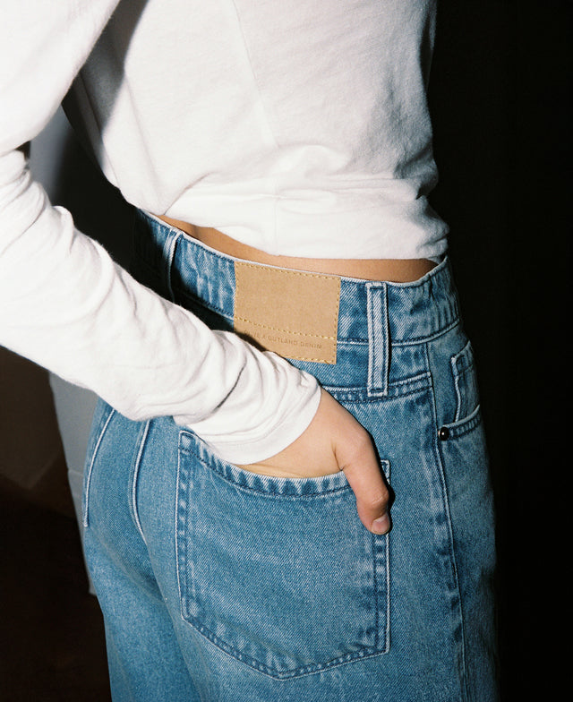 Olive Mid Rise Slouchy Marina Mid Blue Jean