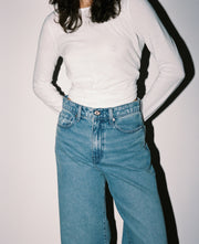 Olive Mid Rise Slouchy Marina Mid Blue Jean