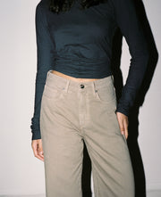 Olive Mid Rise Slouchy Mushroom Jean