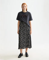 Crinkle Pleat Midi Skirt