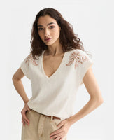 Embroidered V-Neck T-Shirt