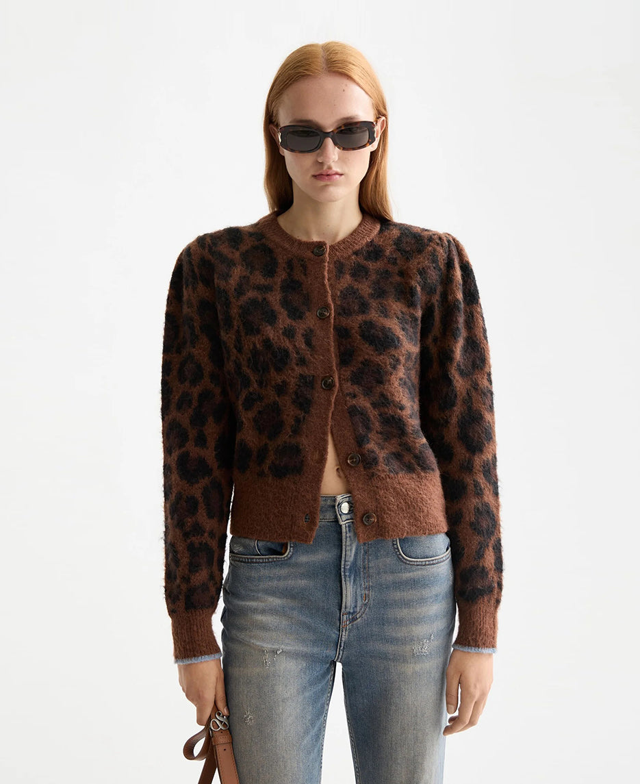 Fuzzy Jacquard Cardigan