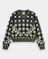 Fuzzy Jacquard Crew Pullover