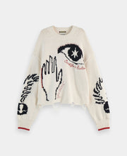 Intarsia Distressed Oversized Pullover