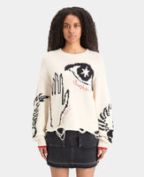 Intarsia Distressed Oversized Pullover