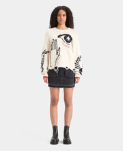 Intarsia Distressed Oversized Pullover