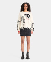 Intarsia Distressed Oversized Pullover