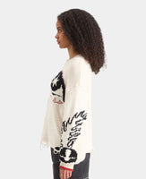 Intarsia Distressed Oversized Pullover