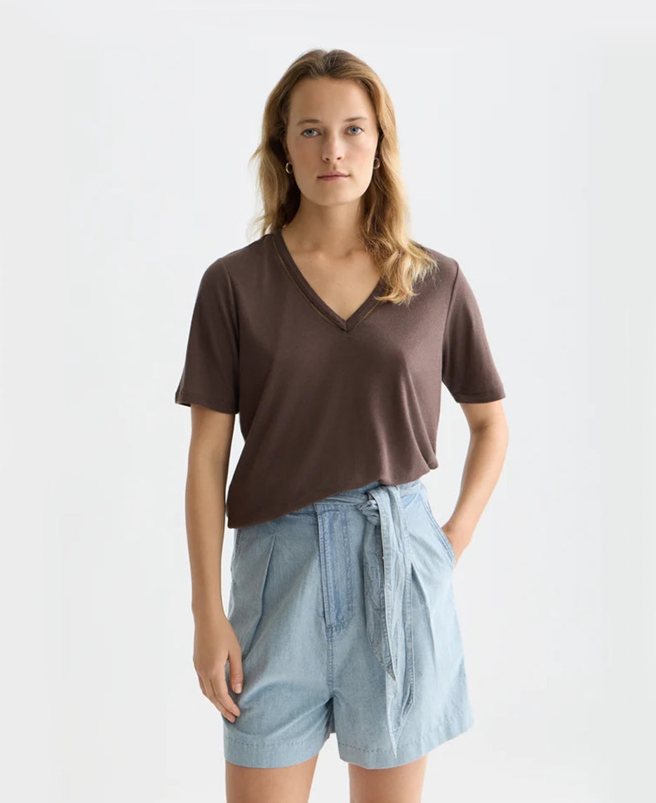 Linen V-Neck T-Shirt
