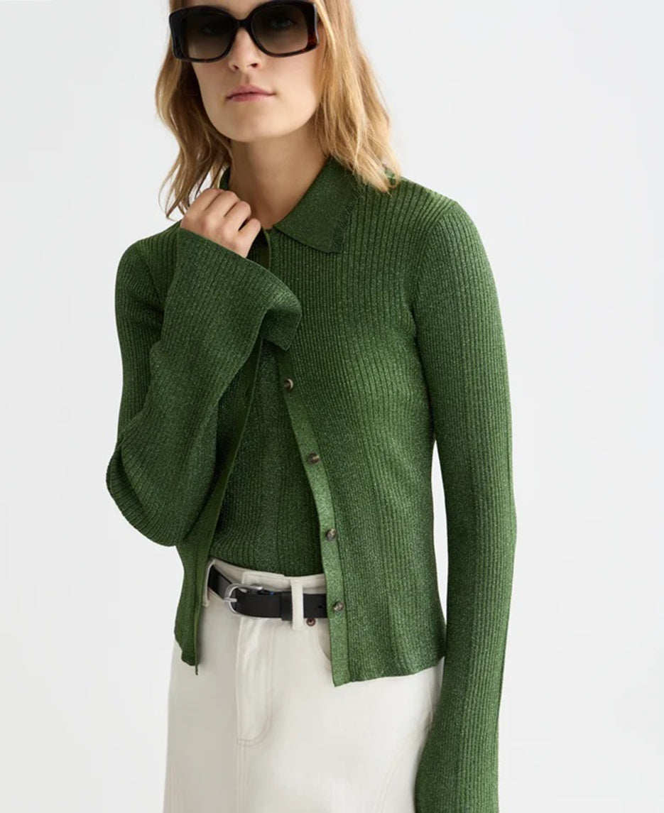 Metallic Ribbed Cardigan
