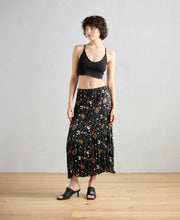 Pleated Floral Midi Skirt