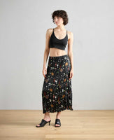 Pleated Floral Midi Skirt