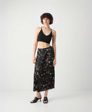 Pleated Floral Midi Skirt