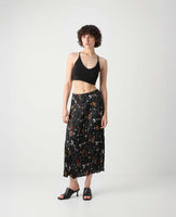 Pleated Floral Midi Skirt