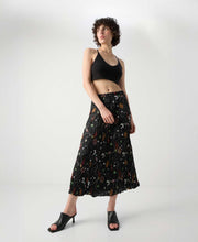Pleated Floral Midi Skirt