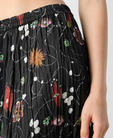 Pleated Floral Midi Skirt