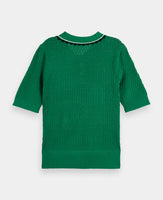 Pointelle Collared Knitted Polo Shirt