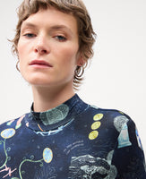 Printed Mock Neck LS Top