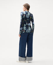Printed Mock Neck LS Top