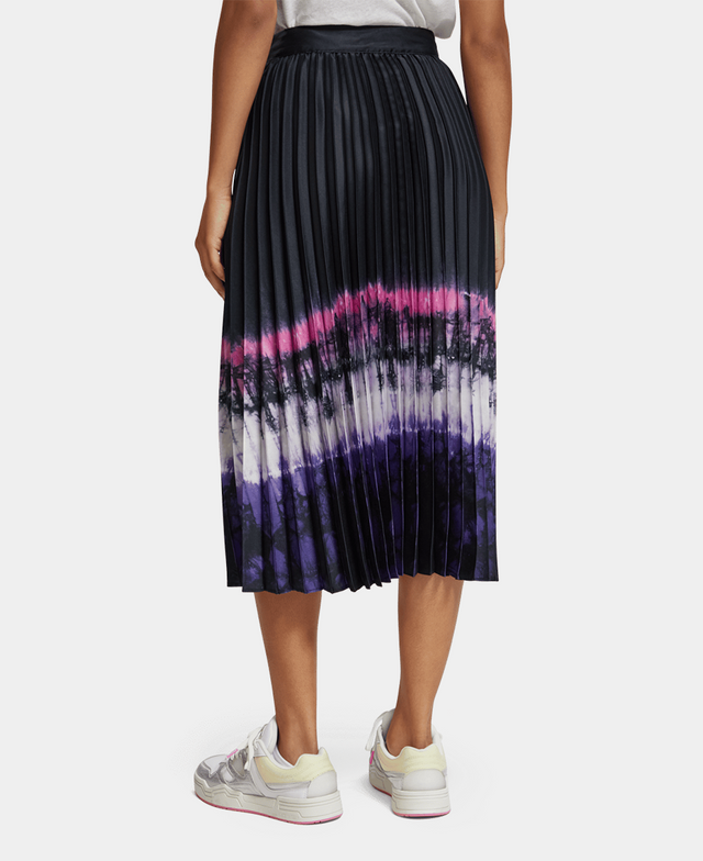 Printed Pleated High Rise Midi Skirt