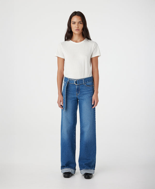 Mia Mid Rise Wide Leg Cuffed Liberty Jean