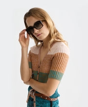 Stripe Short Sleeve Cardigan